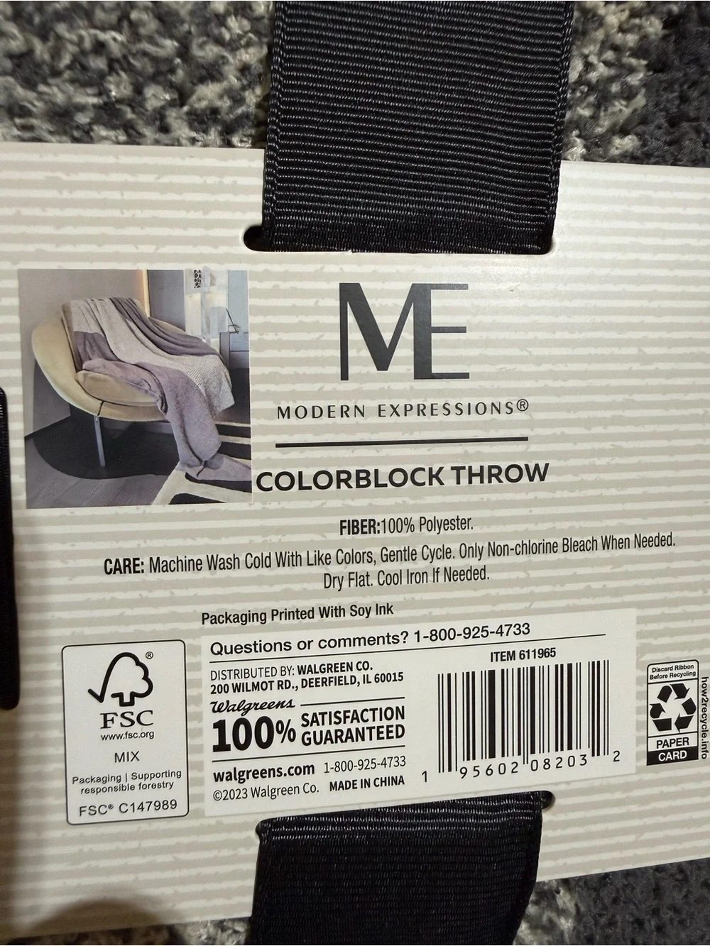Brand new Gray Colorblock Throw